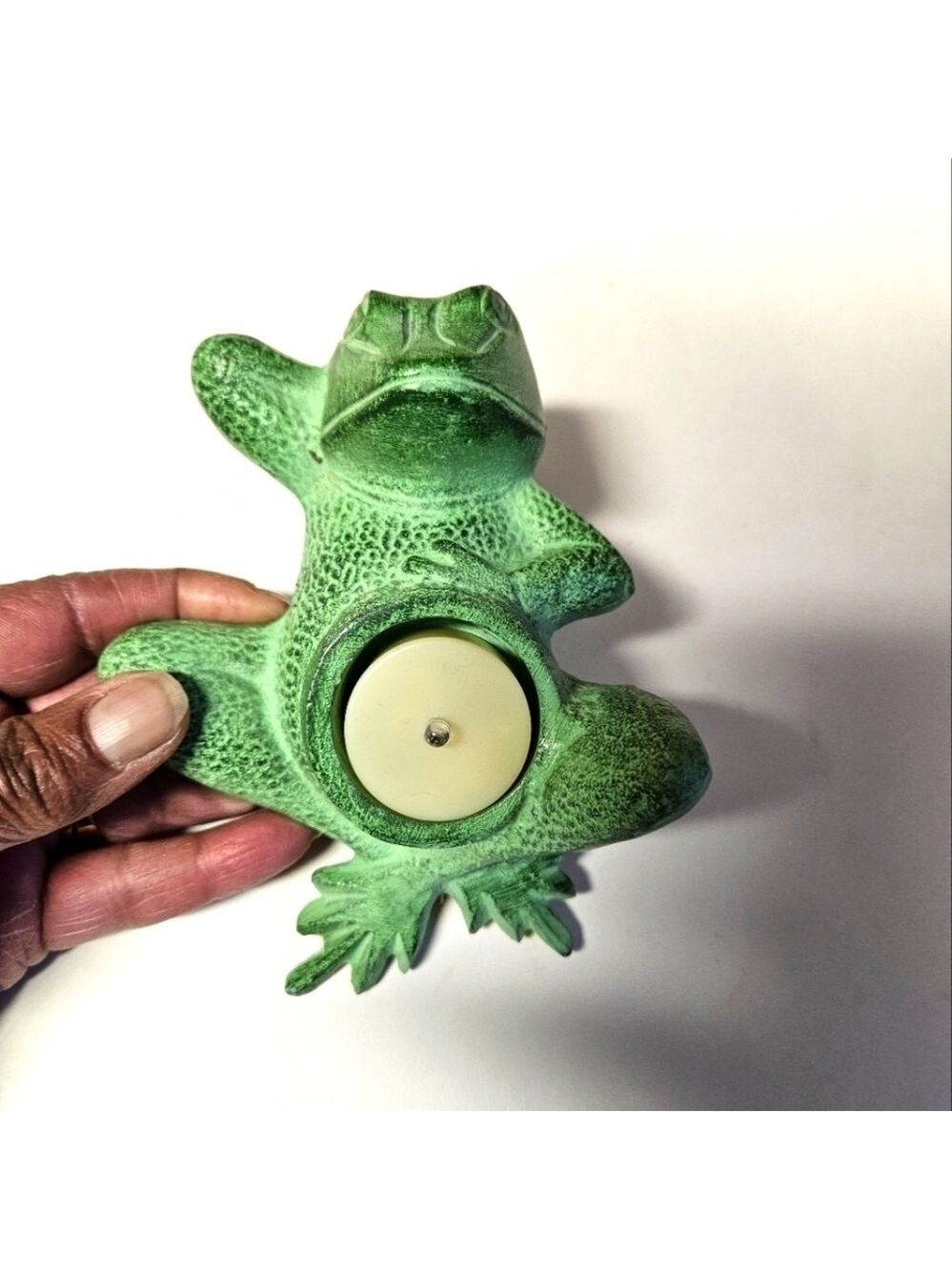 Metal Laying Frog Votive Holder
